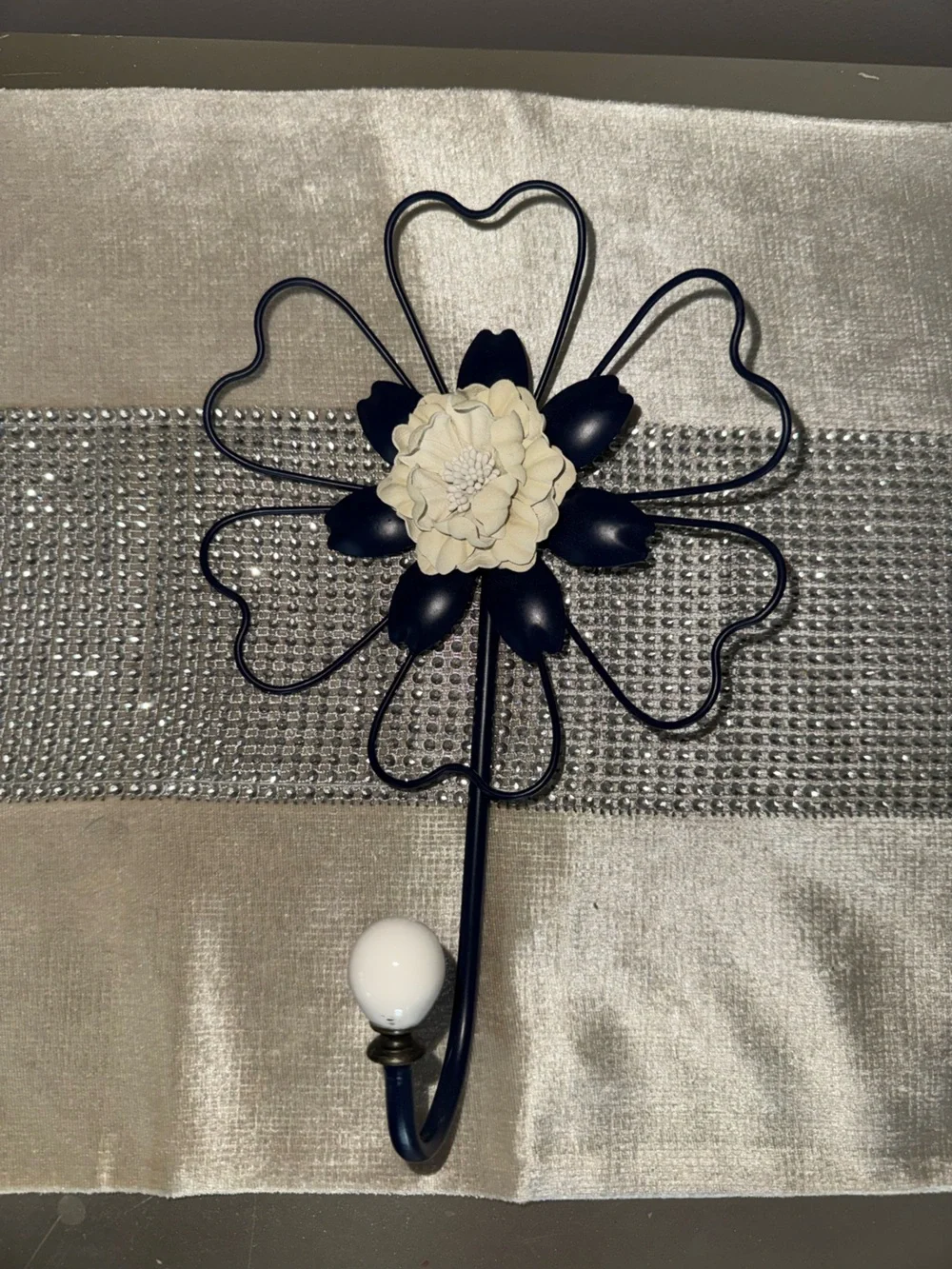 Like new, Hobby Lobby, navy blue floral wall hook